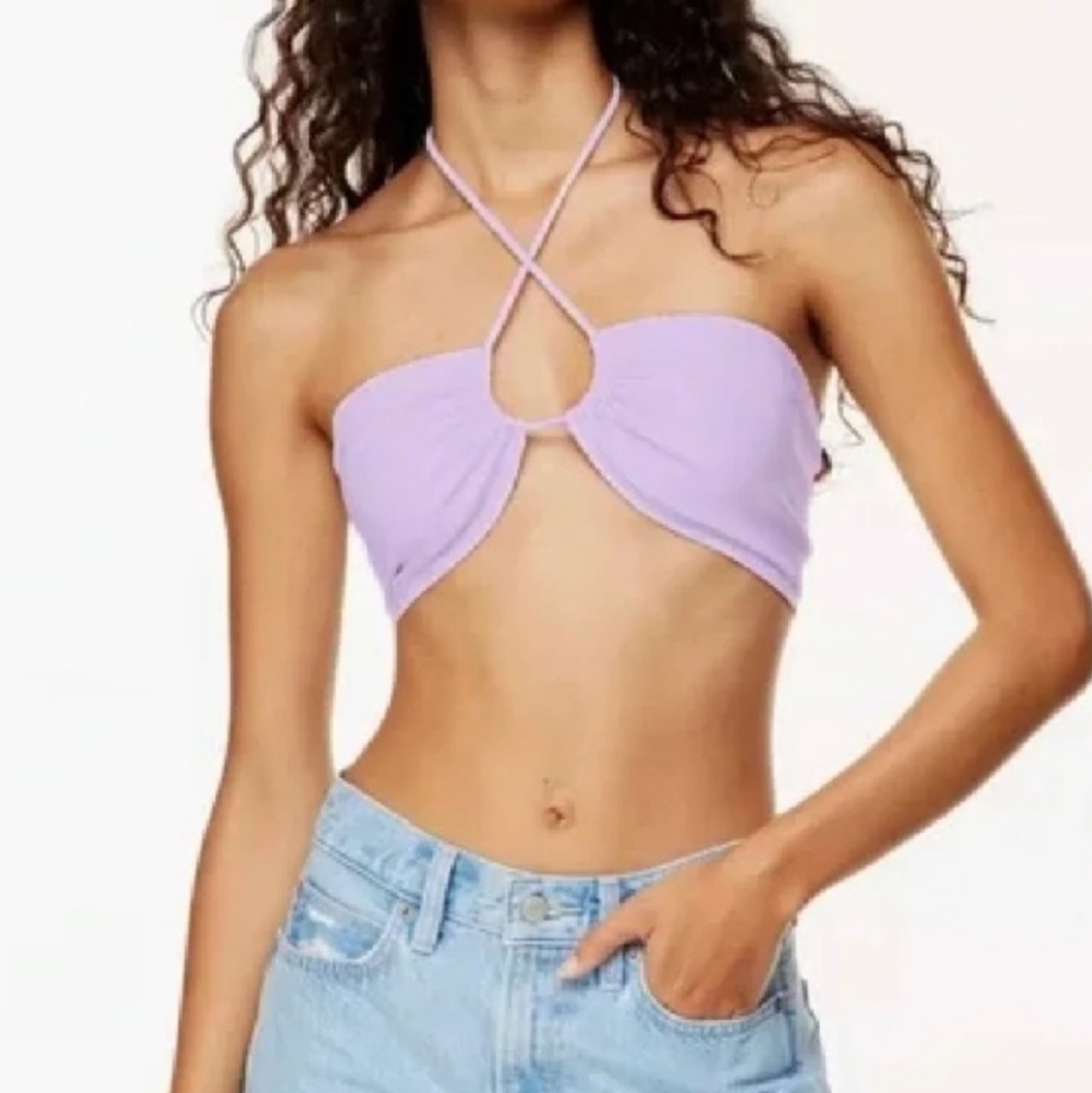 NWOT Sunday Best Lilac Cora Halter Top Aritzia